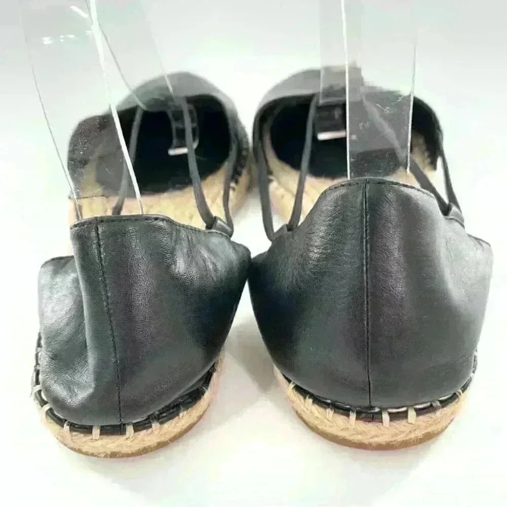 New Eileen Fisher womens Lee espadrille flat size 10 black leather